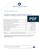 Questions and Answers On Benzyl Alcohol Used As An Excipient in Medicinal Products For Human Use