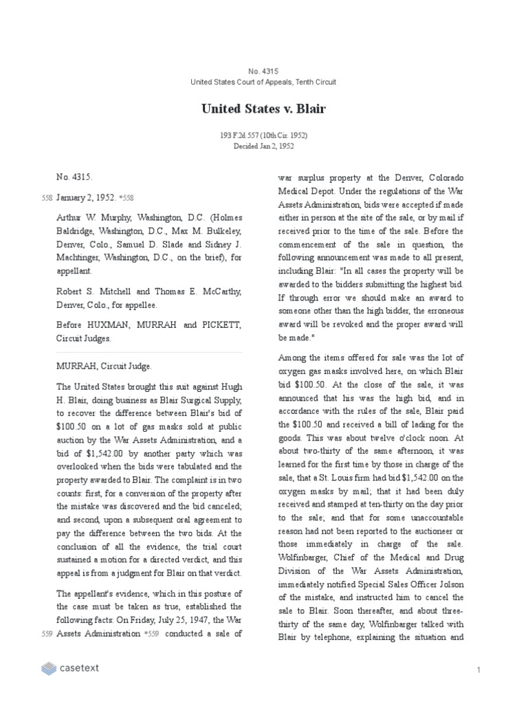 United States v. Blair | PDF | Auction | Appeal