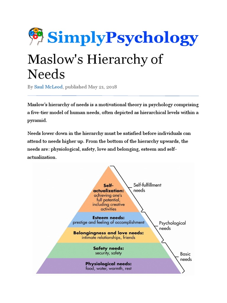 Maslows Hierarchy of Needs | Download Free PDF | Self Actualization ...