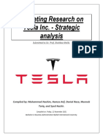 Marketing Research On Tesla Inc. - Strategic Analysis: Submitted To Sir. Prof. Shahbaz Malik