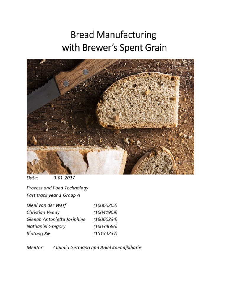 Bread Manufacturing With Brewer's Spent Grain PDF Breads Dough