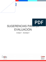 Sugerencias para La Evaluación ACTIVIDAD 1 UNIDAD 1 - PYE