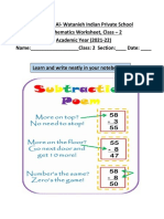 Fahaheel Al-Watanieh Indian Private School Mathematics Worksheet, Class - 2 Academic Year (2021-22) Name: - Class: 2 Section: - Date