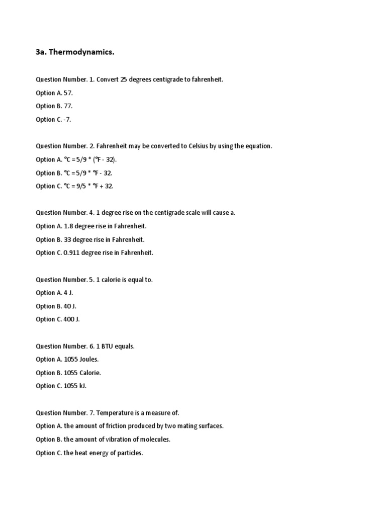 3a-3b Thermodynamics | PDF | Celsius | Fahrenheit
