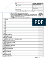 Clinton High School 2 Ve JD: NYSSO Regional Student Answer Sheet C2021