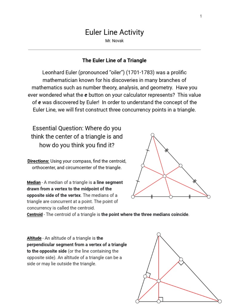 Euler Line Of A Triangle