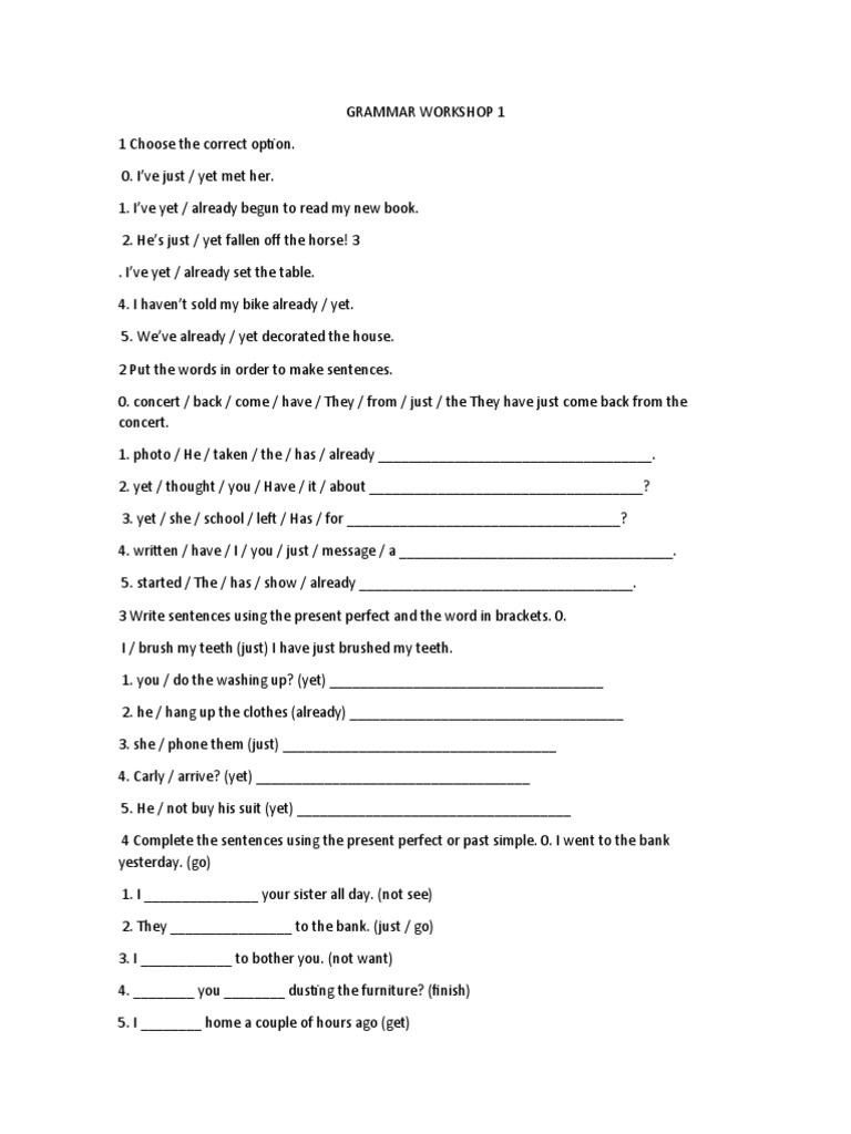 Grammar Workshop 1 | PDF | Language Arts & Discipline