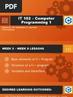 IT 102 - Computer Programming 1: Prepared By: Mr. Johnniephere E. Agravante CITE Instructor