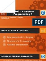 IT 102 - Computer Programming 1: Prepared By: Mr. Johnniephere E. Agravante CITE Instructor