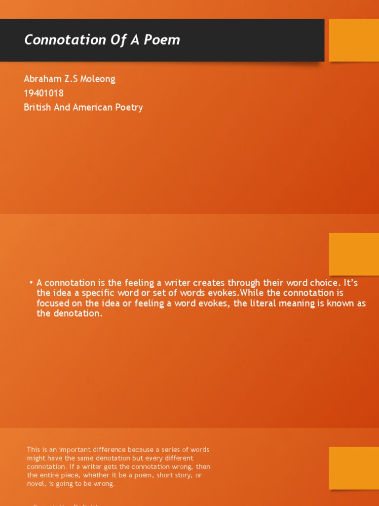 Connotation of A Poem PDF Connotation Feeling