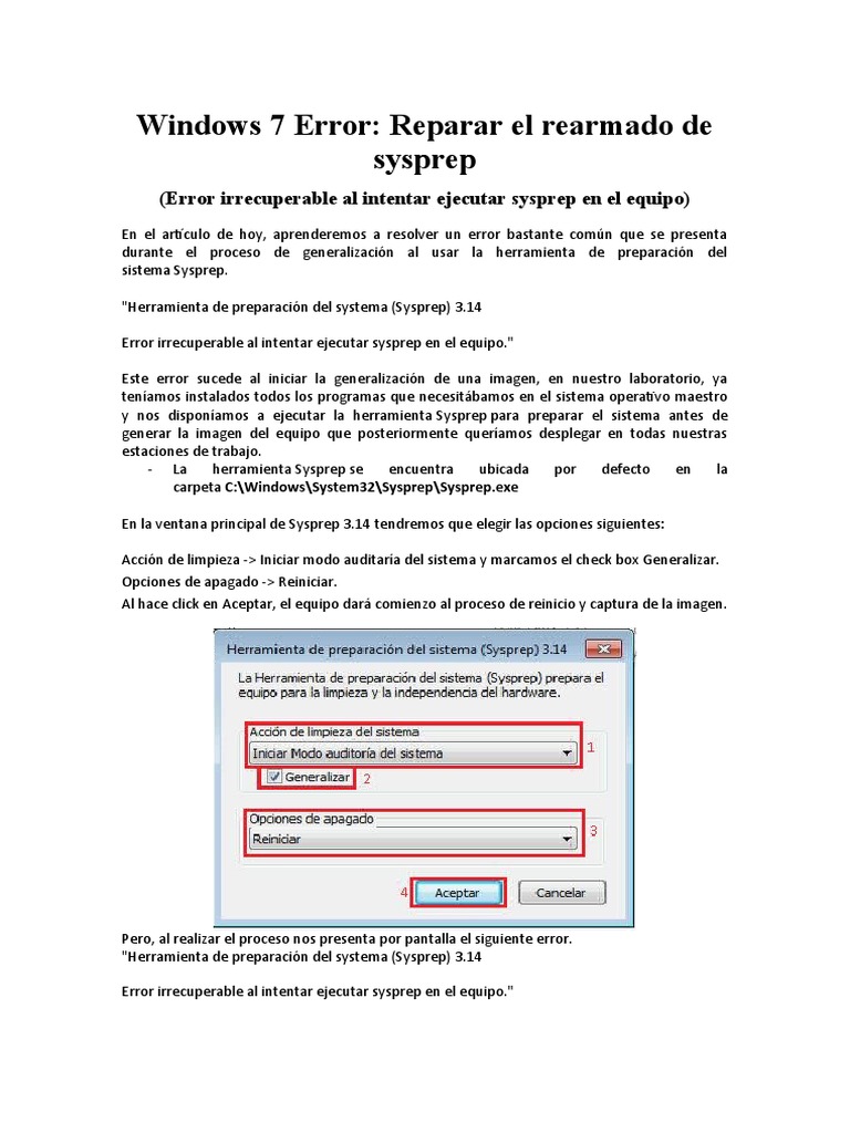 Solución a Error Sysprep en Windows 7 | PDF | Registro de Windows ...