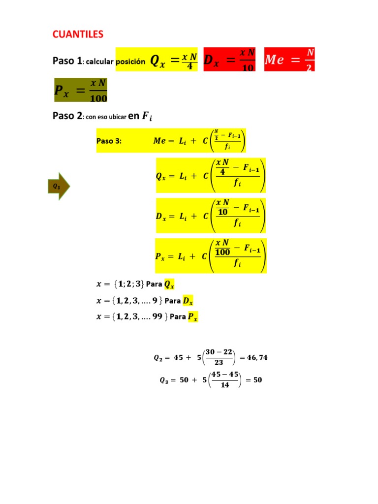 CUARTILES, PERCENTILES Estadística | PDF
