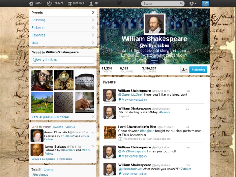 Fake Twitter Template for Shakespeare | PDF | Classics