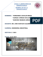 PRACTICA DE LABORATORIO PRIMERA LEY TERMODINAMICA .-.