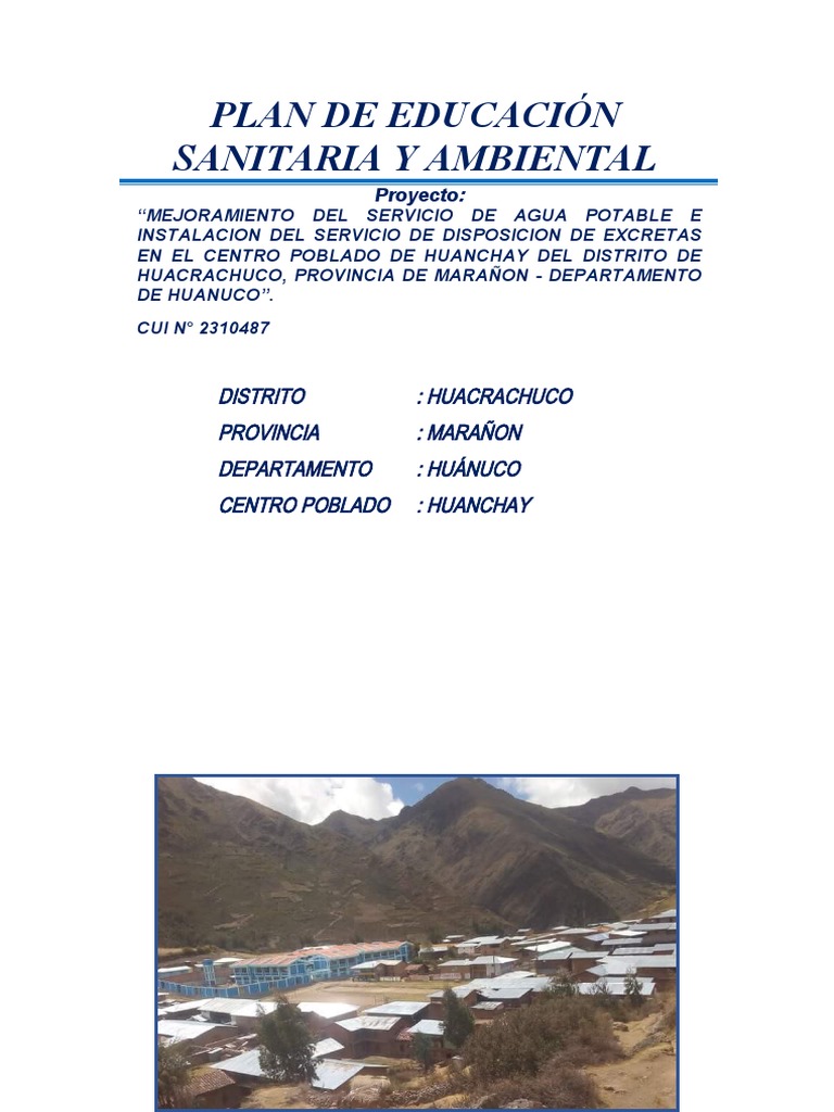 Plan de Educacion Sanitaria y Ambiental | PDF | Saneamiento | Aprendizaje