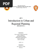 Introduction To Urban and Regional Planning: College of Architecture and Fine Arts