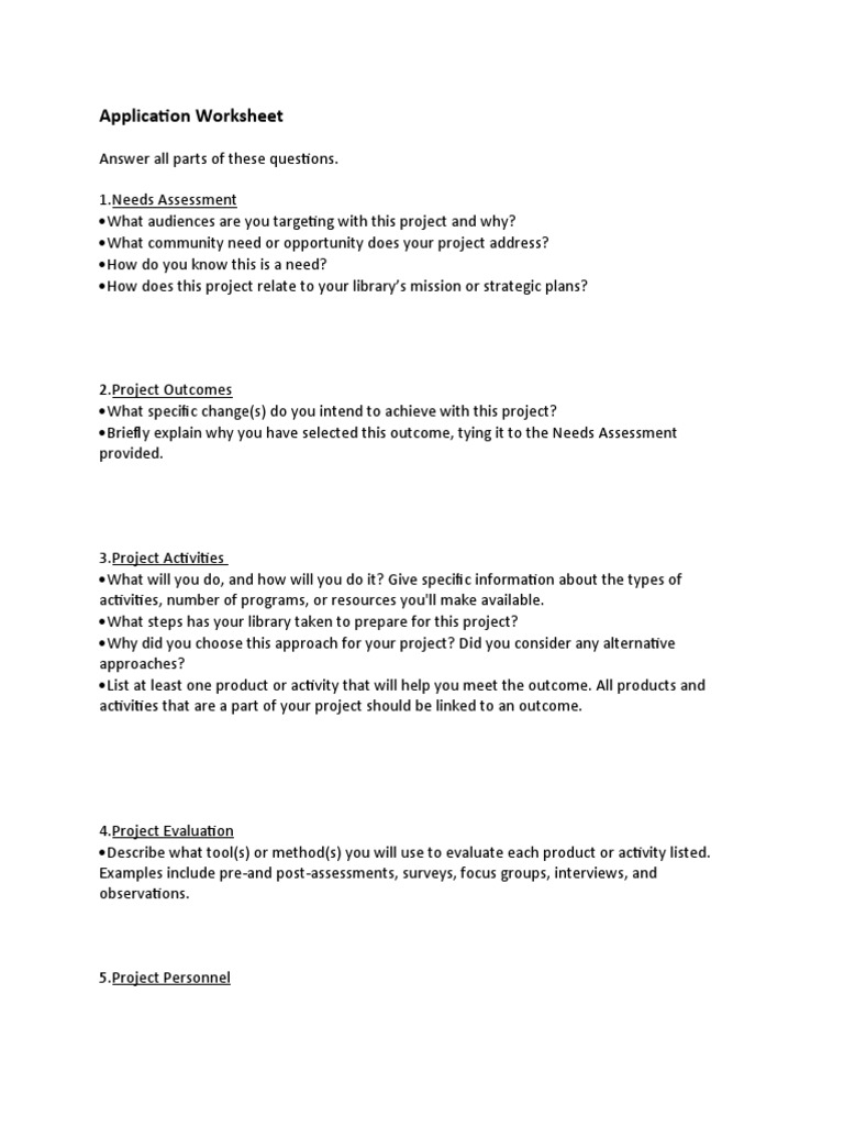 Library Project Application Guide | PDF | Needs Assessment | Cost