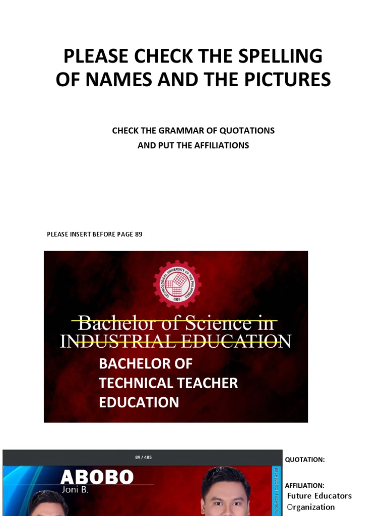 Please Check The Spelling of Names and The Pictures | PDF | Career & Growth