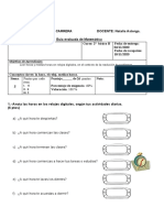 Guía Evaluada de Matemática El Reloj