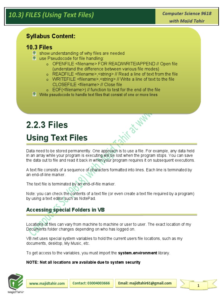 10.3 Files (MT-L) | PDF | Comma Separated Values | Computer File