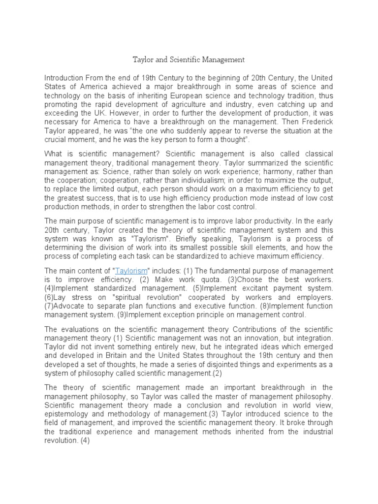 Understanding Taylorism's Impact | PDF | Science | Market (Economics)