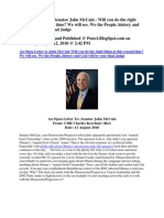 An Open Letter to Senator John McCain - 12 Aug 2010