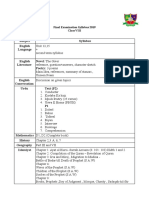 Subject Syllabus English Language: Final Examination Syllabus 2019 Class VIII