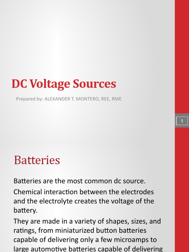 DC Voltage Sources: Prepared By: Alexander T. Montero, Ree, Rme | PDF ...