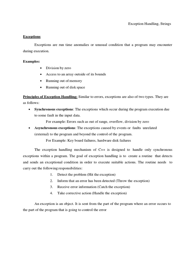 C++ Exception Notes For Student | PDF | C++ | Software Development
