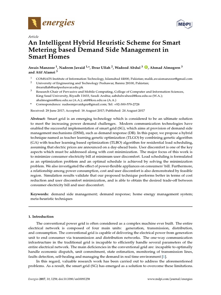Hybrid Heuristic for Smart Home Energy Management | PDF | Mathematical ...