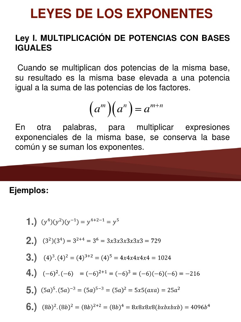 Leyes de Los Exponentes | PDF | Exponenciación | División (Matemáticas)
