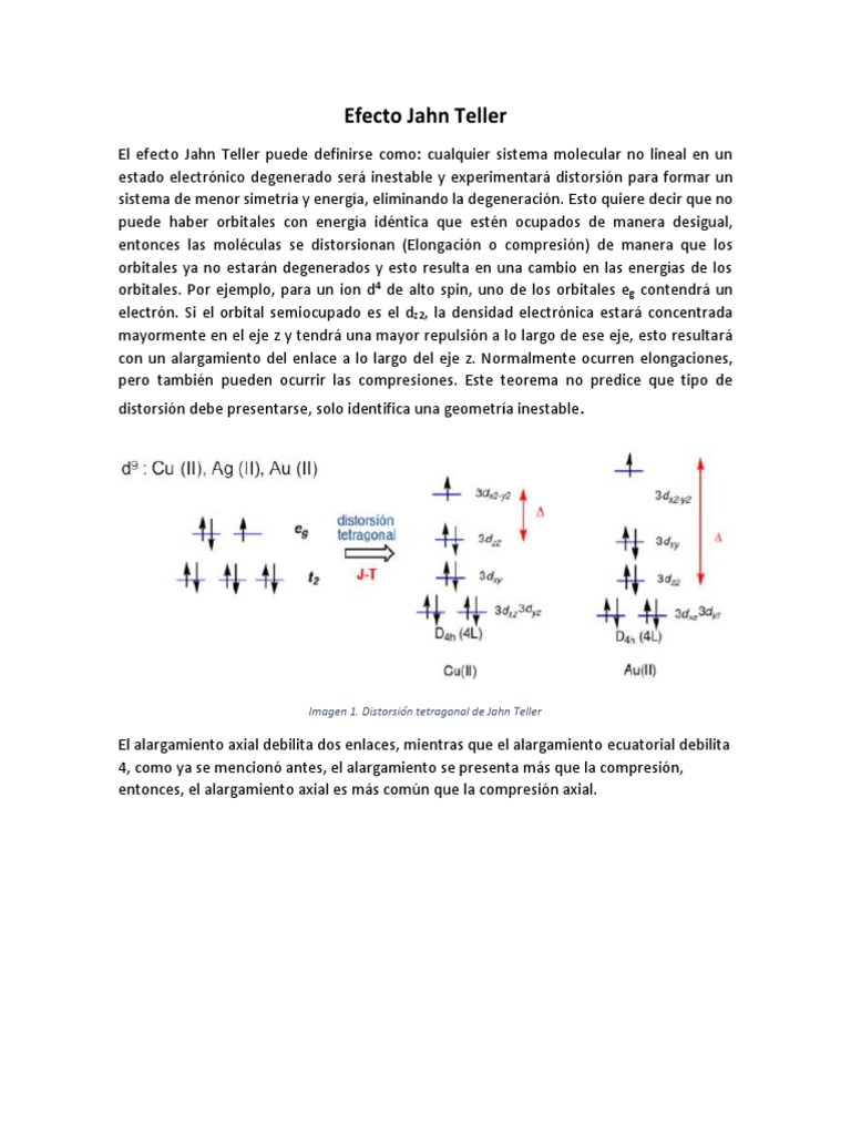 Efecto Jahn-Teller y distorsiones moleculares | PDF | Ciencia y ...