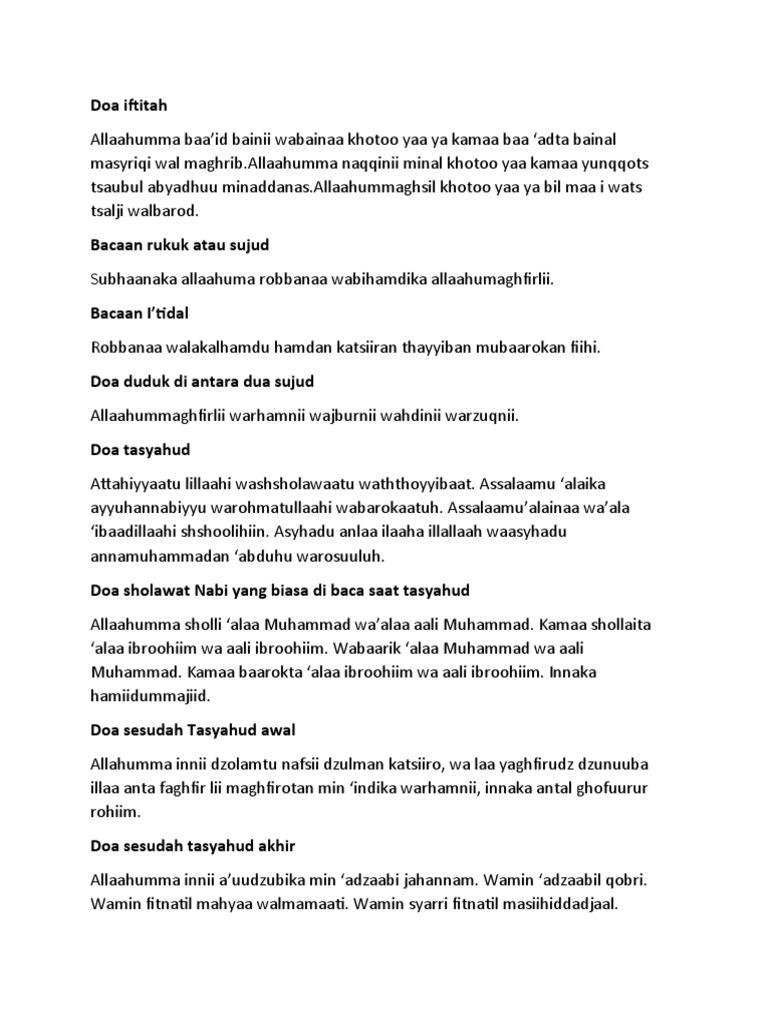 Bacaan Sholat | PDF | Language Arts & Discipline | Foreign Language Studies