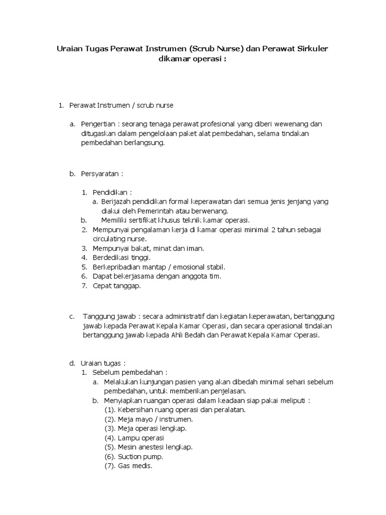 Tugas Perawat Instrumen dan Sirkuler | PDF | Sains & Matematika