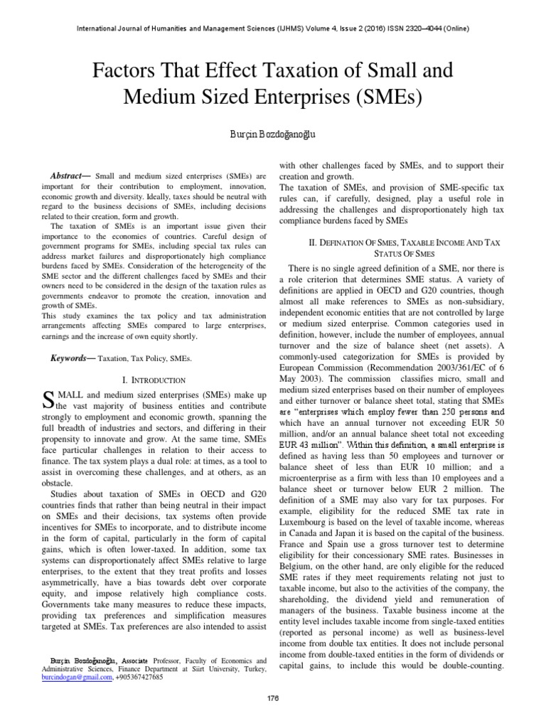 Taxation Impact on SMEs: Challenges & Solutions | PDF | Taxes ...