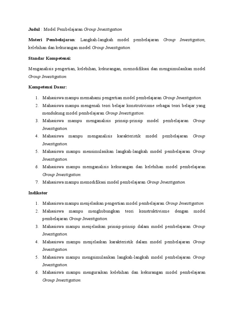 MODUL Model Pembelajarran Group Investigation | PDF