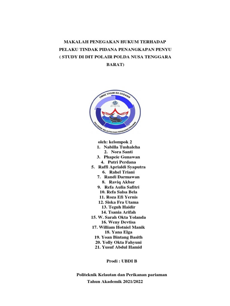 Makalah Penegakan Hukum Terhadap Pelaku Tindak Pidana Penangkapan Penyu ...