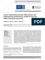 Causal Relationship Between HRM Policies and Organisational Performance - Evidence From The Greek Manufacturing Sector