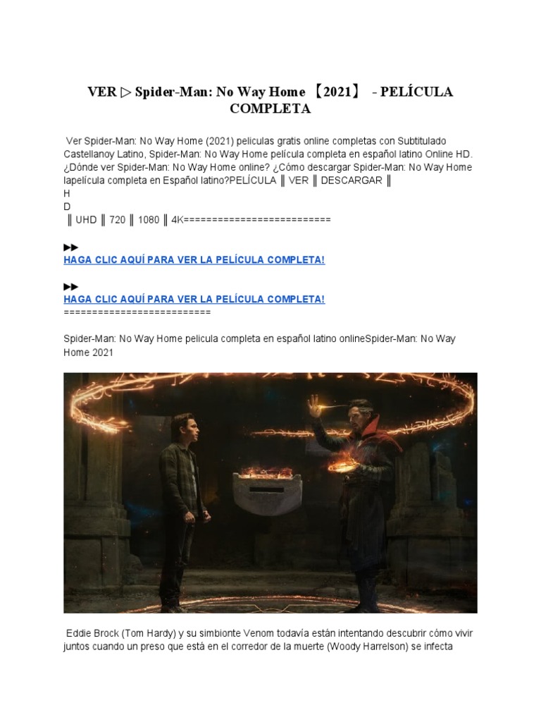 Ver Spiderman No Way Home Gratis Online VER ▷ Spider-Man - No Way Home 【2021】 - PELÍCULA COMPLETA | PDF