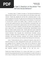 Valencia Reginald G Performance Task 3 Reaction On The Article The Self and Social Behavior