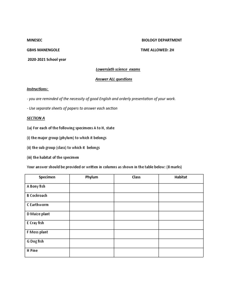 Answer ALL Questions Instructions | PDF