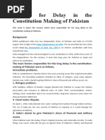 Reasons For Delay in The Constitution Making of Pakistan