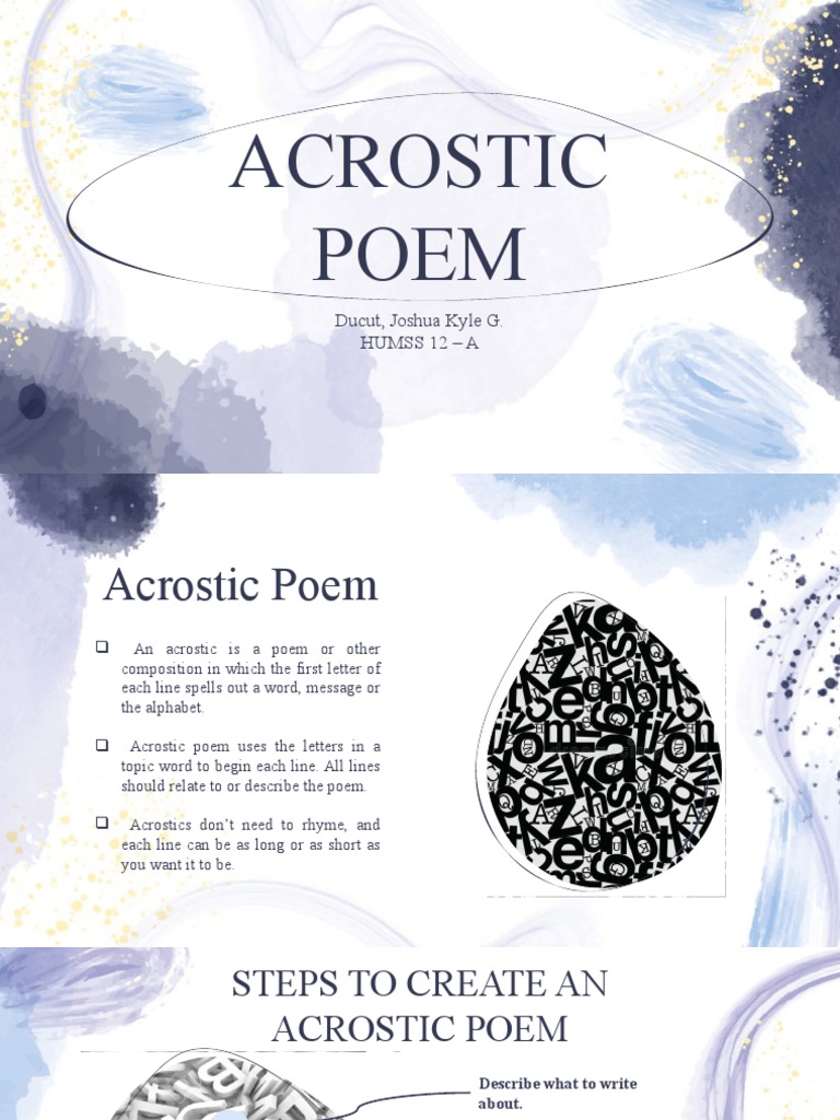 Acrostic Poem PDF Saturn