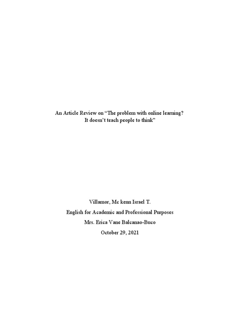 Online Learning's Impact on Critical Thinking | PDF | Educational ...