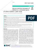 The Impact of Pop-Up Warning Messages of Losses On Expenditure in A Simulated Game of Online Roulette: A Pilot Study