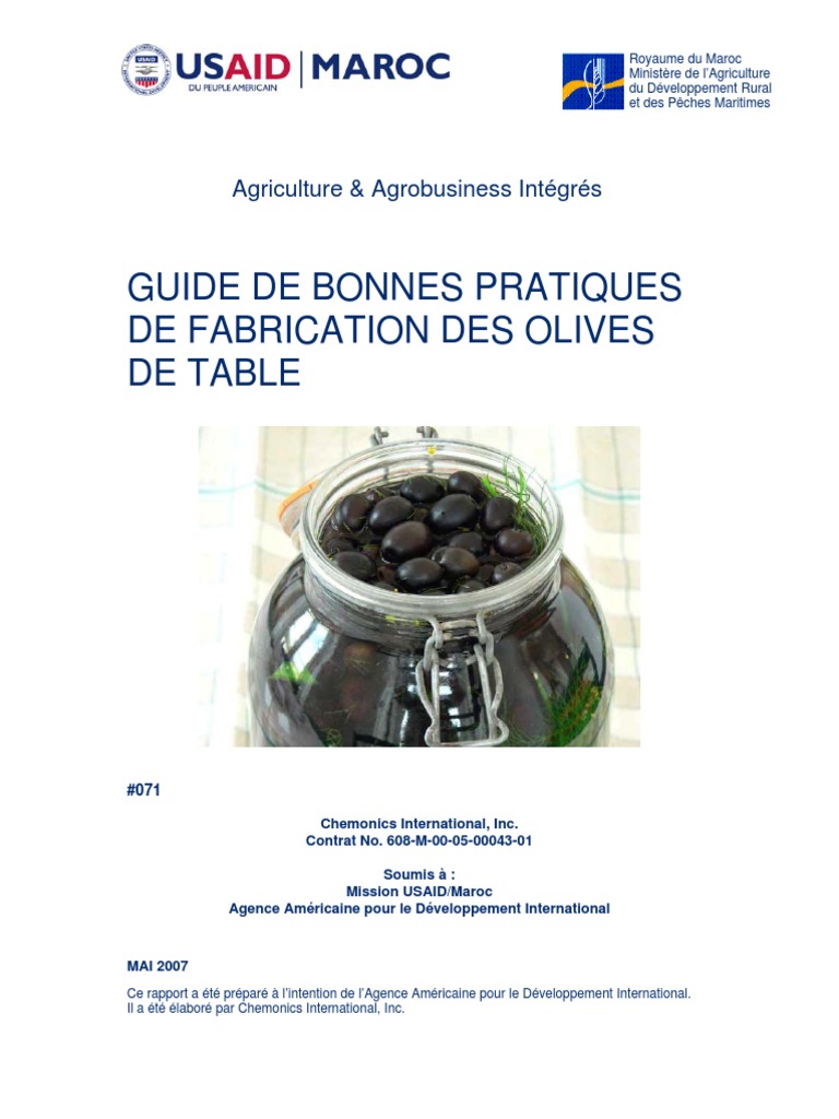 Bonnes pratiques pour olives de table | PDF | olive | Fermentation