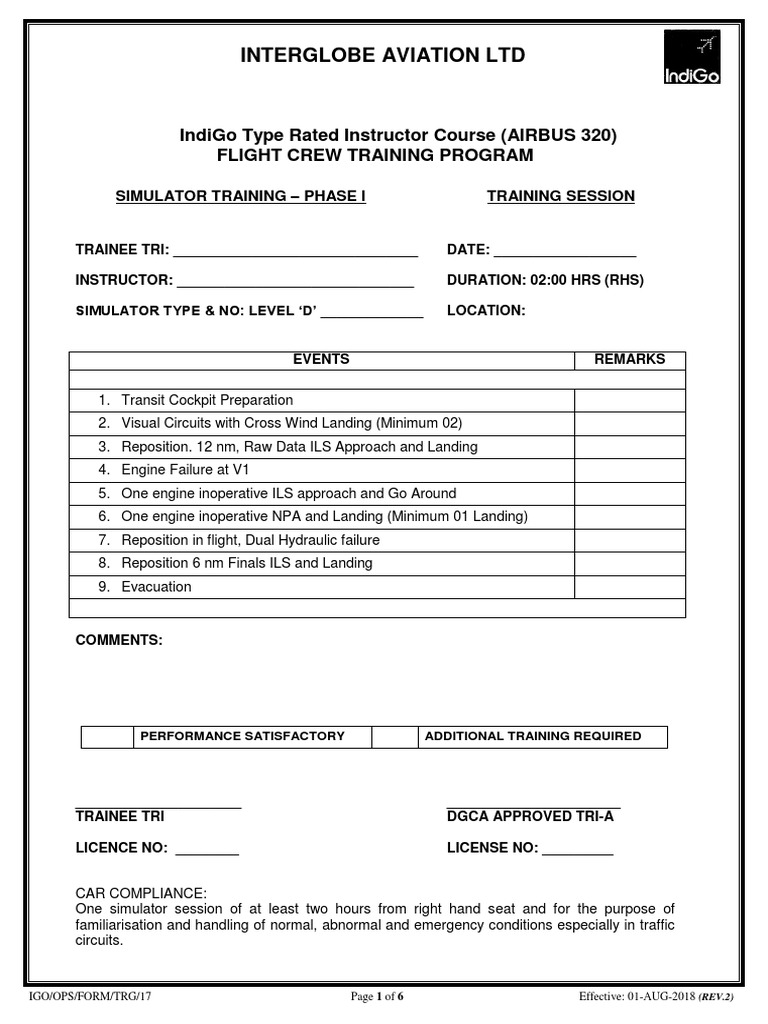 IndiGo A320 Instructor Training Program | PDF | Flight Instructor ...