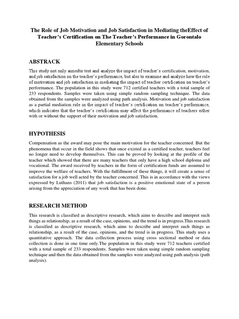 Teacher Certification's Impact on Performance | PDF | Teachers | Job ...