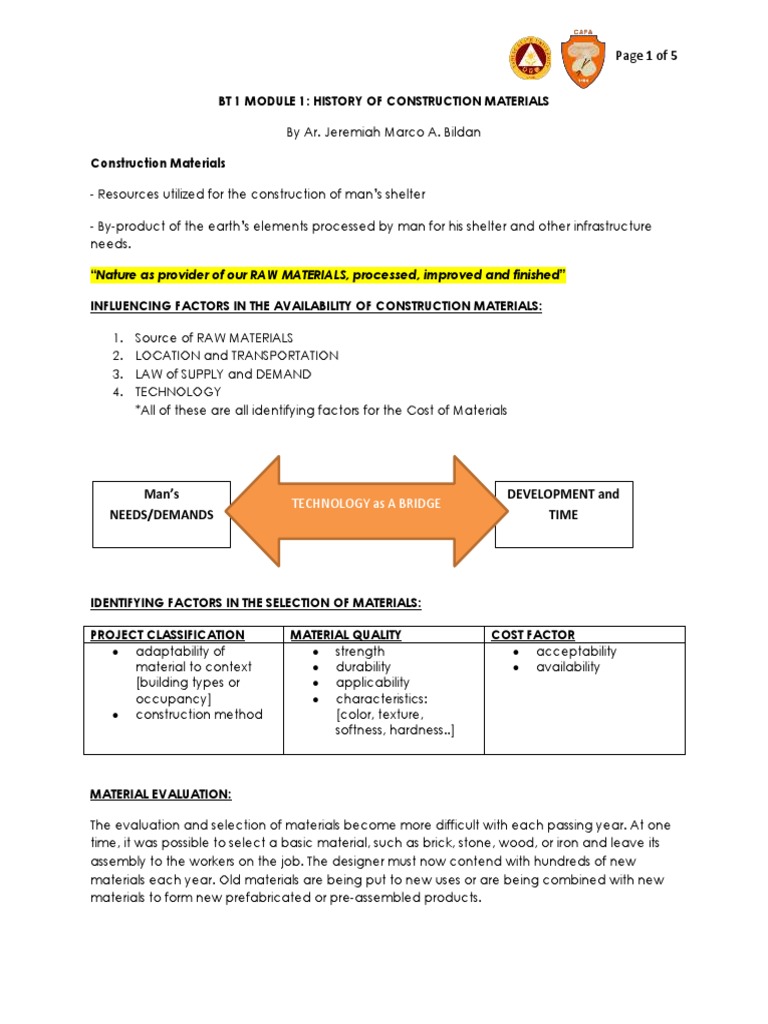 History of Construction Materials | PDF | Economies | Economic Sectors