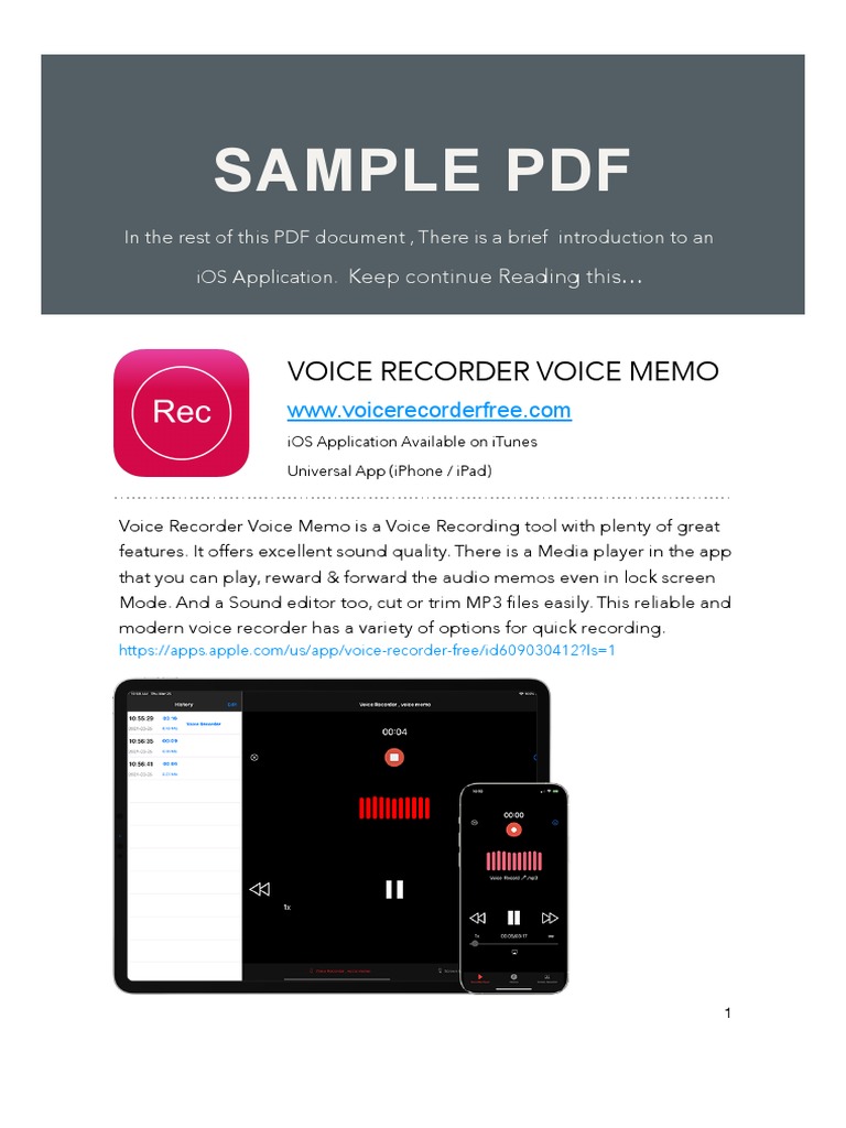 Sample PDF: Voice Recorder Voice Memo | PDF | Ios | Software Development